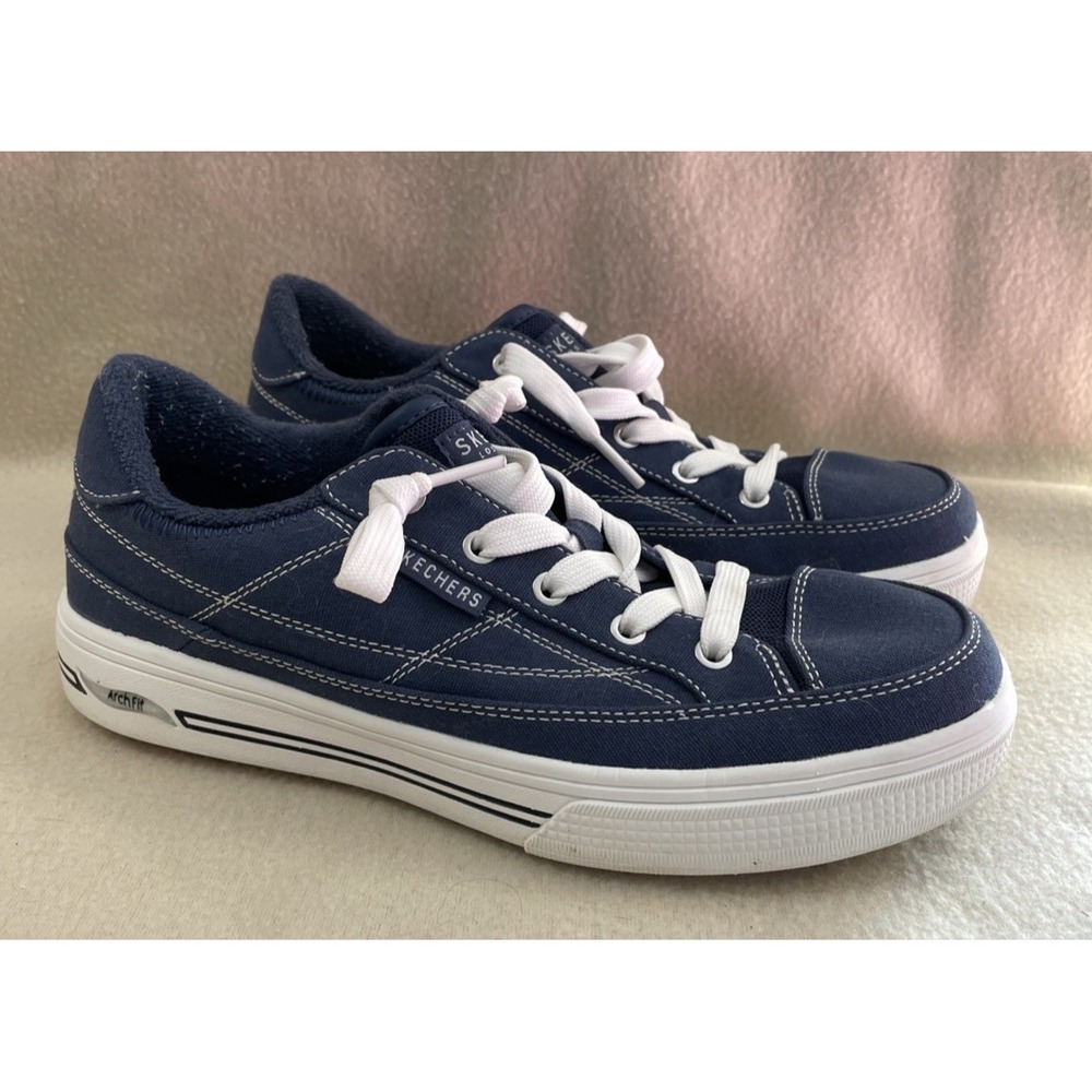 Skechers Los Angeles Arch Fit Arcade Meet Ya There Navy Sneakers Women Sz 6